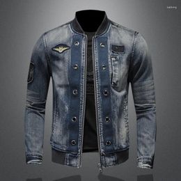 Men's Jackets Flight Denim Jacket Suit Baseball Collar Zipper European Plus Size Top