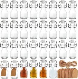 Storage Bottles 30 Pack Mini Swing Top Glass 2 Oz With Personalized Label Tags And String For Crafts Decoration