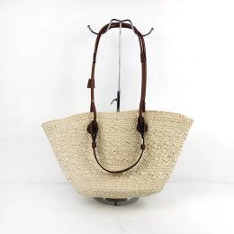 Simple Fashion Women's Shopping Bags Straw Woven Designer Bags Handbags Beach Basket Bags European and American Style