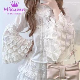 Women's Blouses Mikumn Gothic Lolita Style Women Victorian Vintage Elegant Lace Ruffles Flare Sleeve Tops Girls Japanese Kawaii Shirts