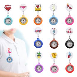 Pocket Watches Bikini Clip Nurse Watch On Retractable Badge Reel Hanging Quartz Fob Brooch Movement Stethoscope Arabic Numeral Dial Dr Ots4T