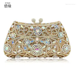Evening Bags XIYUAN Female AB Gold Silver Crystal Clutch Bag Stone Party Handbag Wedding Clutches Bridal Purse