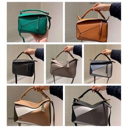 Loevwe Bag 3A Designer Bag Genuine Leather Handbag Shoulder Woman Bags Puzzle Clutch Totes Luxury Bag Crossbody Designer Bags Geometry Square Contrast Color 574