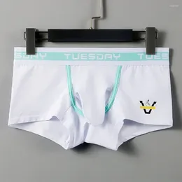 Underpants Men Letter Waist Design Underwear Men's Elephant Nose Boxer Briefs With Print Mid-rise High For Breathable