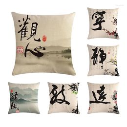 Pillow 45 45CM Personalised Chinese Characters Flowers And Birds Covers Gifts Linen Baby Birth Throw CoverZY04