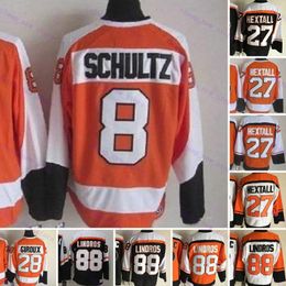 Cheap Retro Hockey Jersey 28 Giroux 27 Hextall 88 Lindros Black Orange White Vintage Movie Stitched