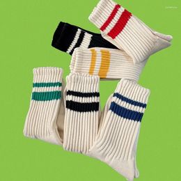 Men's Socks Unisex Striped Cotton Mid-calf Warm Sweat-absorbent Anti-friction Sports Men Basketball Running