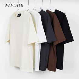 WAVLATII Oversized Summer T shirts for Women Men Brown Casual Female Korean Streetwear Tees Unisex Basic Solid Young Cool Tops 240507