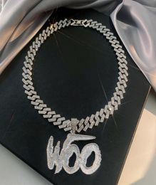 Pendant Necklaces Woo Baby Iced Out for Men Hip Hop Cuban Chain Women Fashion and Contracted Link Necklace Choker Fine Jewelry 2218022022