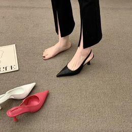 Fashion Women Sandals Party Pumps Thin High Heels Elastic Band Black White Beige Rose Summer Dress Shoes Woman Ladie Pumps 240515