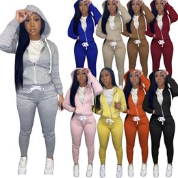 NEW Designer Tracksuits Fall Winter Women Sweatsuits Long Sleeve Solid Outfits Two Piece Sets Hooded Zipper Jacket and Pants Outdoor Jogger suits Bulk Clothes 5926