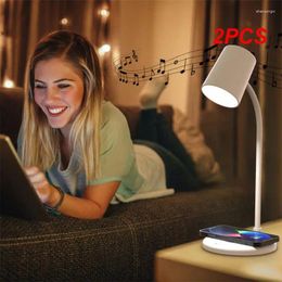 Table Lamps 2PCS 10w Wireless Charging Led Desk Lamp Eyes Protection Bluetooth-compatible Speaker Touch Dimmable Reading Night