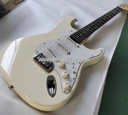 Ball String Tree Cream White Electric Guitar Rounded Frets Maple Neck Rosewood Fingerboard Pearl Dot Inlay SSS Pickups Tremolo Bridge