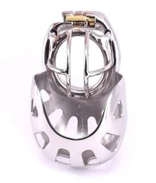 2020 Novelty Super Small Male Cock Cage Stainless Steel Arc Penis ring Devices with Scrotum Sleeve Bondage Gear Stealth Locks7179081