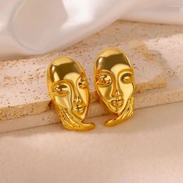 Stud Earrings Portrait For Women Waterproof Gold Colour Stainless Steel 2024 Trend Ear Piercing Jewellery Accessories