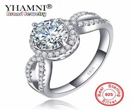 YHAMNI 100 Pure Silver Luxury Wedding Ring laboratorycreated Diamond Jewellery Fashion Round Engagement Bague For Women R0762753072