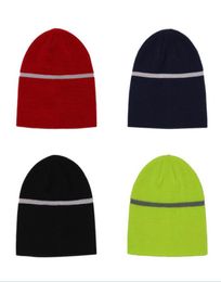 Reflective Beanie Hats for Men and Women Sports Night Running Caps High Visibility Safety Beanie Hats 10pcslot8245735