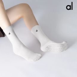 AL Yoga Socks Women Cotton Socks Silicone Anti slip Sports Fitness Sweat wicking Breathable Pure Pilates Socks with Grips for Women