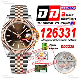 126331 DD3235 Date Automatic Mens Watch DDF Two Tone Rose Gold Brown Stick Dial 904L Oystesteel JubileeSteel Bracelet 72H Power Reserv Super Edition Puretime PTRX