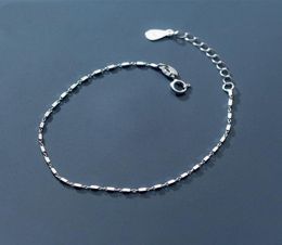 Beautiful Genuine Sterling Silver Link Chain Bracelet Jewelry Gift White Rhodium Plated Stamped S925 Bracelets for Women Girls Who5375042