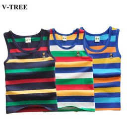 Vest 2022 Summer Womens Tank Top Striped Childrens Underwear Cotton Childrens Underwear Model Youth Tank Top Baby Single piece ClothingL240502