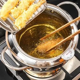 Pans 20/24 Cm Diameter Japanese Deep Frying Pot With A And Lid 304 Stainless Steel Kitchen Tempura Fryer Pan