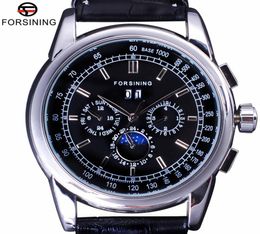 Forsining Luxury Moon Phase Design ShangHai Movement Fashion Casual Wear Automatic Watch Scale Dial Mens Watch Top Brand Luxury7346606