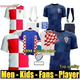 2024 2025 New Soccer Jersey 1998 Croatie Classic retro Football Shirt National Team Men Kids Kit Set Home White Away Blue Uniform MODRIC KOVACIC Top quality