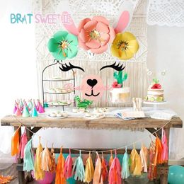 Party Decoration Llama DIY Fake Paper Flower Artificial Flowers Set For Summer Wall Wedding Decorations Alpaca Birthday Supplies