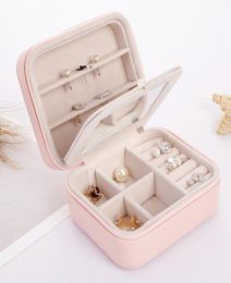 Jewellery Storage Bag Mirror Jewelries Organiser Gift Box Rings Earring Necklace Bracelet Small Portable Travel Leather Boxes 25sh p4885923