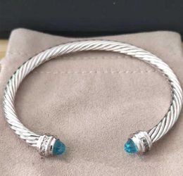 Bracelets Dy Bracelet Men Women ed Wire Round Head Fashion Versatile Platinum Plated Twocolor Hemp Trend no box4175742