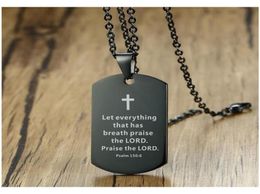 Bible Verse Necklace Stainless Steel Mens Necklace Dog Pendant Religious Jewellery Black For Christian Prayer Gift 4Uvgc5470995