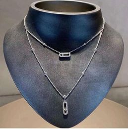 Personality Fashion Women039s Double Layer Necklace S925 Sterling Silver Elegant Lady Party Gift Beads Are Movable Brand Jewelr5754561