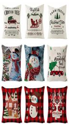 Christmas Pillow Covers Linen Throw Pillow Case Square Sofa Decorative Pillow Cushion Cover Xmas Pillowcase Home Decor 37 Designs 1741738