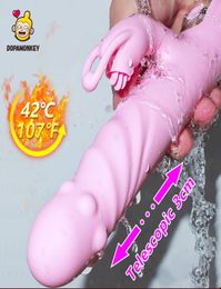 Heating Telescopic Vibrator with Tongue Licking 2020 Speeds Vaginal Massager Clitoris Lick Stimulation Dildo Sex Toys for Women5164987