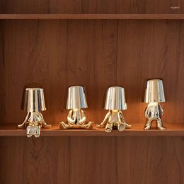 Table Lamps Thinker's Statuette Lamp Bedroom Charging Nightlight Decorative