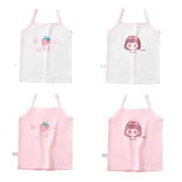 Vest 4 pieces/batch of childrens and girls cotton T-shirts childrens cartoon tops underwear sports bras and vests for 1-10 yearsL240502