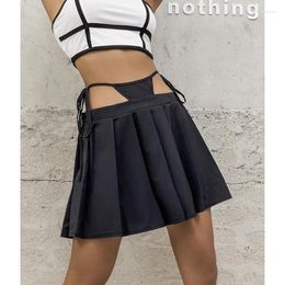 Skirts Lace-up Mini Sexy Black Short Skirt Fashion Ladies Casual Butterfly Summer Pleated For Women