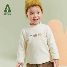 Пуловая футболка Amila Baby 2023 Winter New Multi-Multi-Multi-Multi-Multi High Sheam Swork Удобная и теплая детская одежда240502