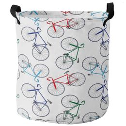 Laundry Bags Colourful Bicycle White Dirty Basket Foldable Round Waterproof Home Organiser Clothing Children Toy Storage