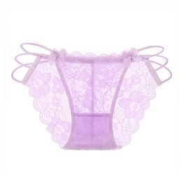 See Through Women Underwears Sexy Lace Briefs Low Waist 7 Colors Panties Femme Solid Panties Ladies Underwear Seductive Briefs 3025# 5Pcs/Pack