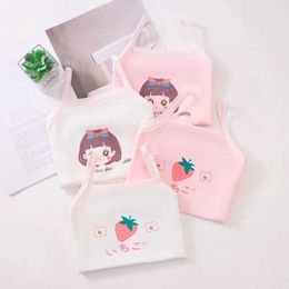 Vest 3 pieces/batch of cute baby underwear single girl shirt childrens cartoon cotton crop top vest underwear childrens tankL240502