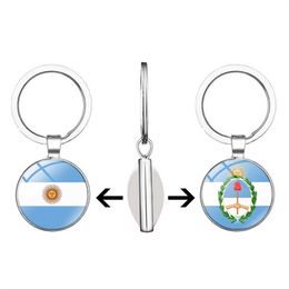 Keychains Lanyards Argentine flag keyhole double-sided keychain Y240510