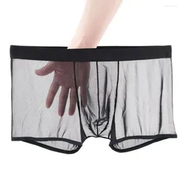 Underpants Men Briefs Sexy Transparent See-Through Mesh Shorts Panties Ultra-Thin Seamless Breathable Mid-rise Intimates Wear