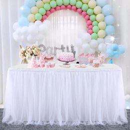 Table Skirt White Tulle Tutu Tablecloth Decorations Baby Shower Wedding Buffet Banquet Decoration Skirting