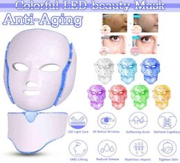 7 Colours Led Mask Skin Rejuvenation Pon Light Therapy Anti Ageing Face Beauty Machine Whitening Neck Skincare Tool VIP 2205205236705
