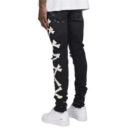 Jeans For Men Gradient Color Ripped White Dots Jeans Male Motor Biker Skinny Jeans Homme Mens Clothing Zipper Denim Pants 240514