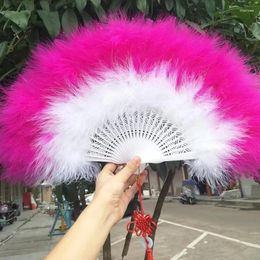 Party Favour Vintage Style Folding Handheld Flapper Marabou Feather Hand Fan For Costume Dancing Tea Christmas Navidad Year