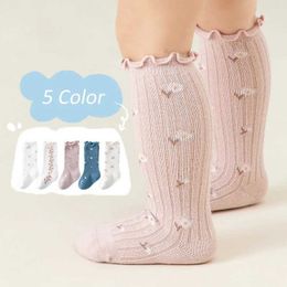 Calzini per bambini simpatici calzini in ginocchio per bambini in cotone con bordi pieghettati calzini da bambina a tubo neonato per bambini morbidi calzini alti per bambini gamba calda gamba Socksl2405