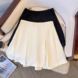 63638 Womens Thin Pleated Skirt Simple Short Skirt Female A-line Skirt Plus Size Fat women Spring Summer Style 240515